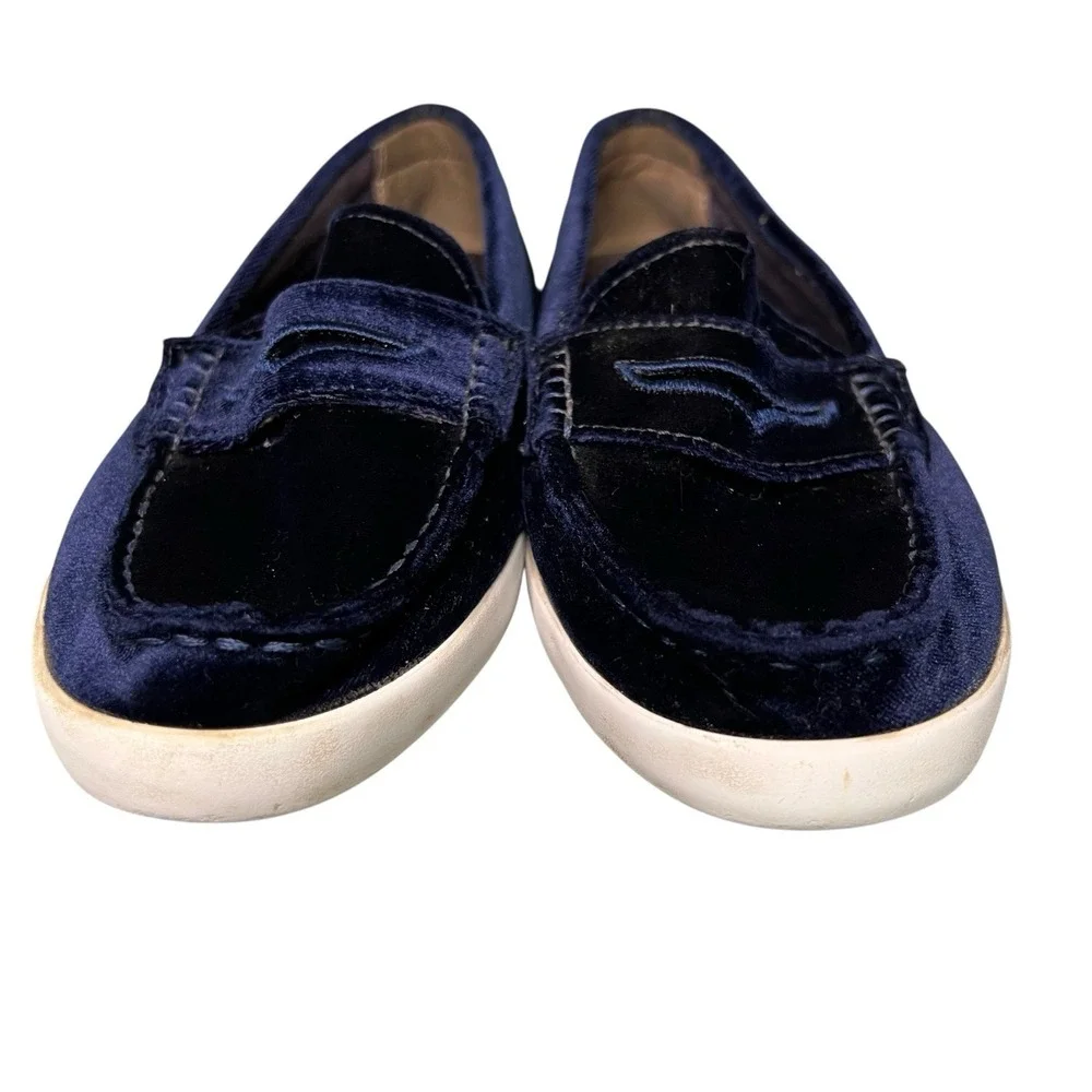 Cole Haan Nantucket Velvet Loafers Womens‎ 7.5 Navy Blue Coastal Preppy Slip On